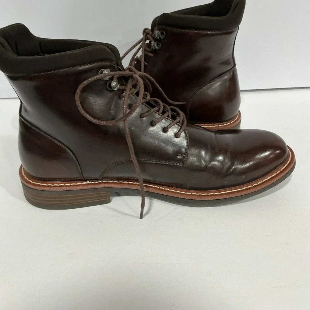 Mens Kenneth Cole REACTION Klay Flex Dark Brown Leather Lace Up Boots 7.5M